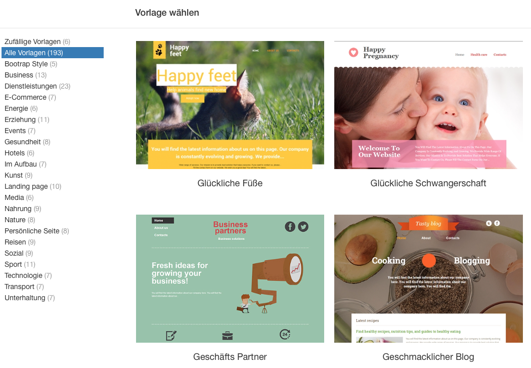 Sitebuilder Vorlage
