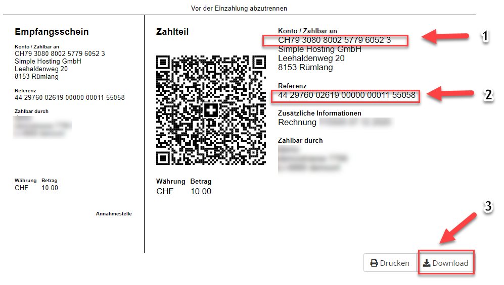 Schweiz QR Rechnung bezahlen